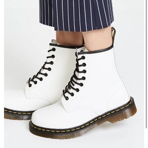 Dr. Martens Women's 1460 Luana W Smooth Leather 8 Eye Boots in White